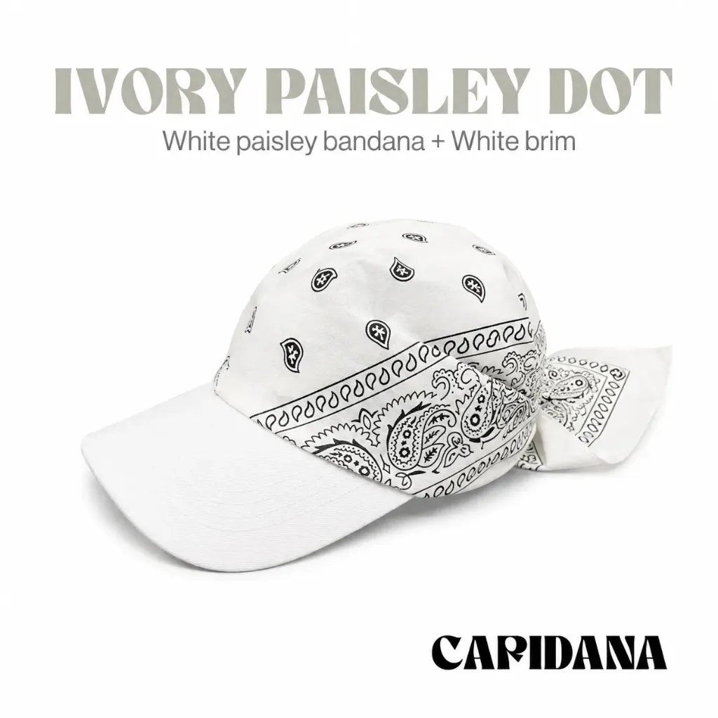 IVORY PAISLEY DOT BANDANA